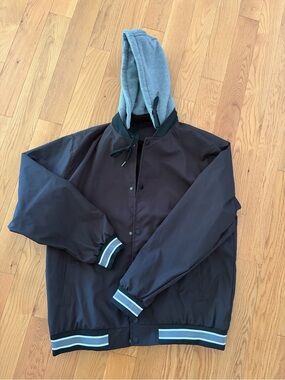 Men's Hooded Bomber Jacket - Black/Gray